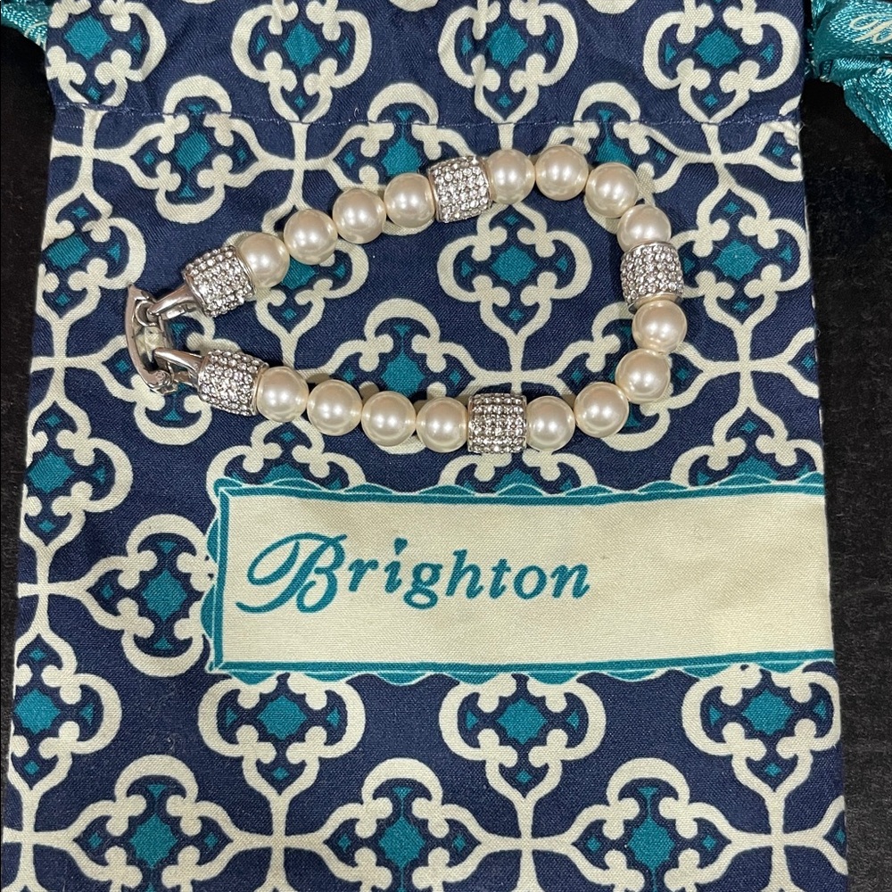 Brighton Meridian Beads Faux Pearl Crystal Accent Bracelet - White and Silver